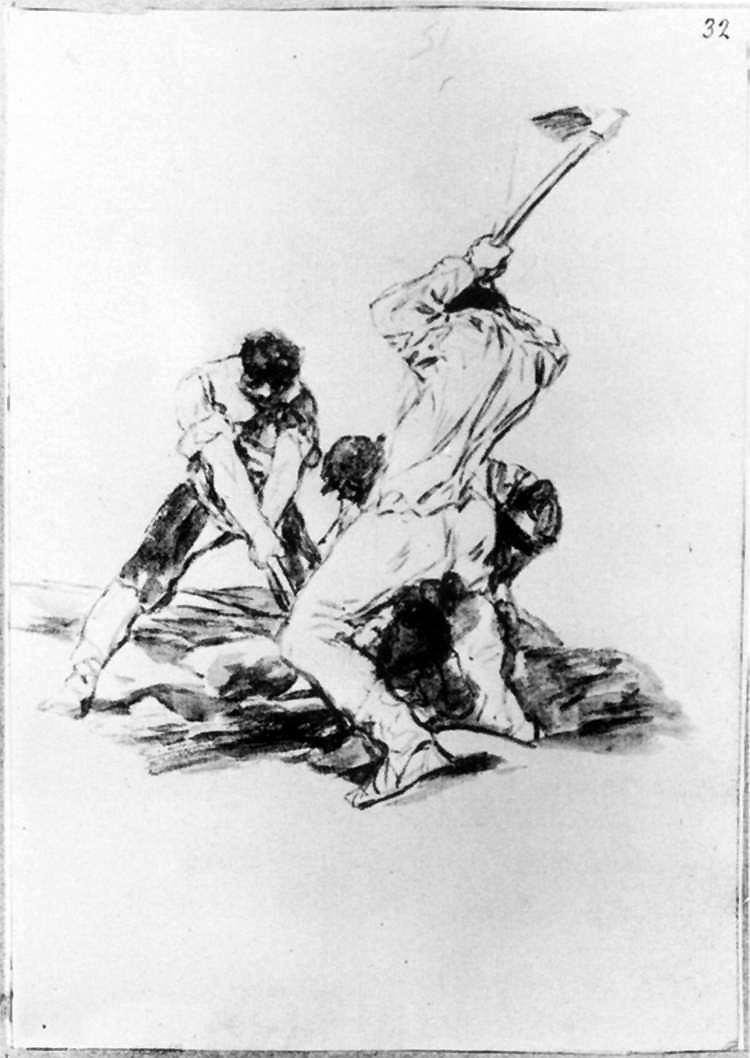 Três homens cavando de Francisco de Goya