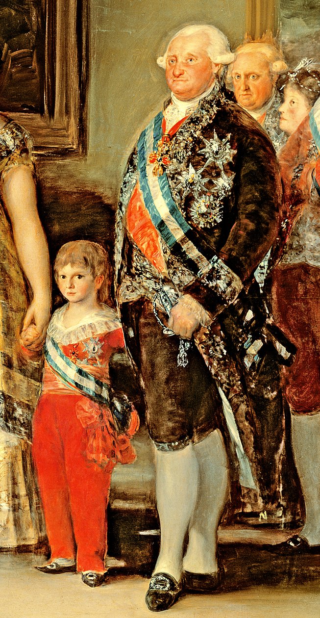 O rei e a rainha da Espanha, Carlos IV e Maria Luisa, com a família, 1800 (detalhe 471) de Francisco de Goya