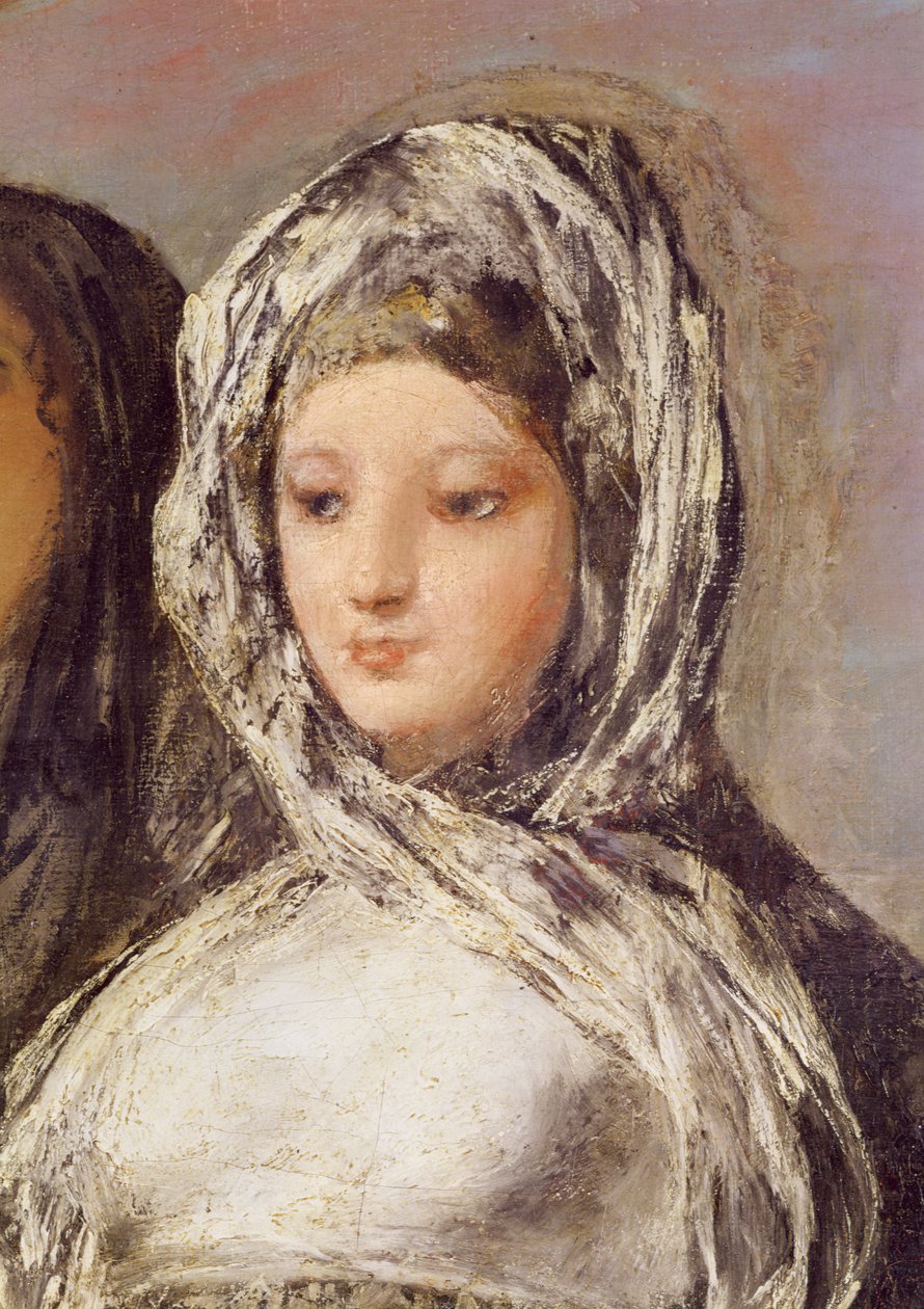 A letra ou as raparigas (detalhe de um rosto), 1812-1819 de Francisco de Goya