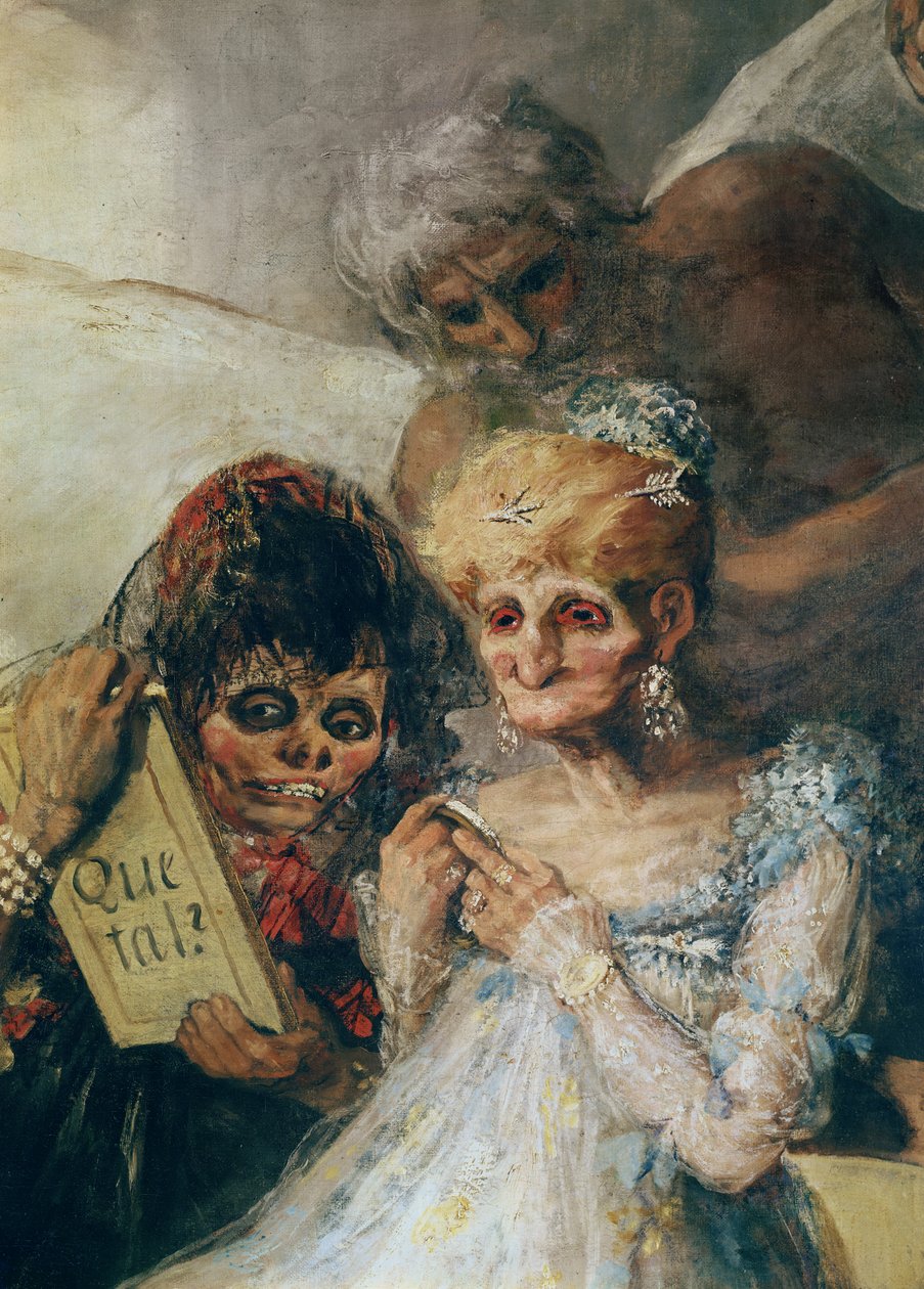 As mulheres velhas detalhe dos rostos, 1808-1812 óleo sobre tela de Francisco de Goya