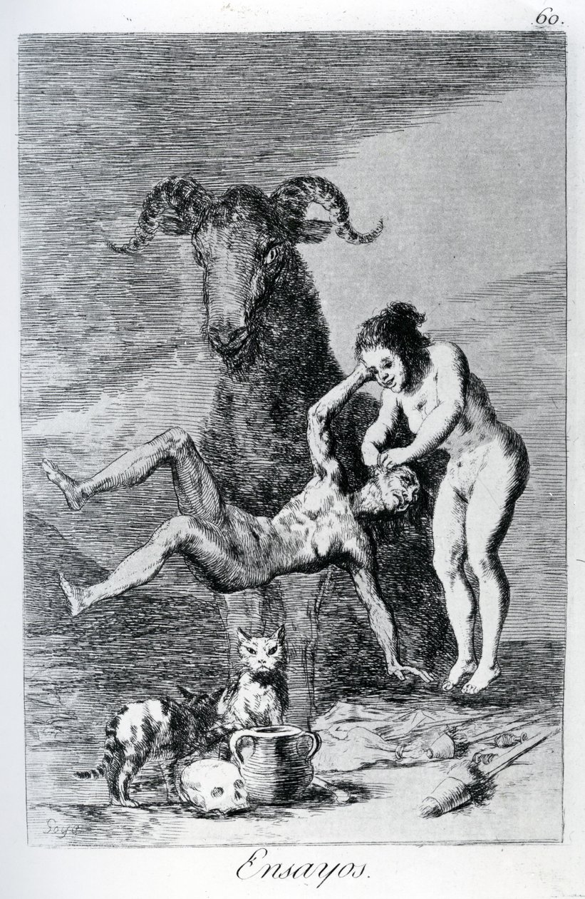 Trials, placa 60 de &39;Los caprichos&39;, 1799 de Francisco de Goya