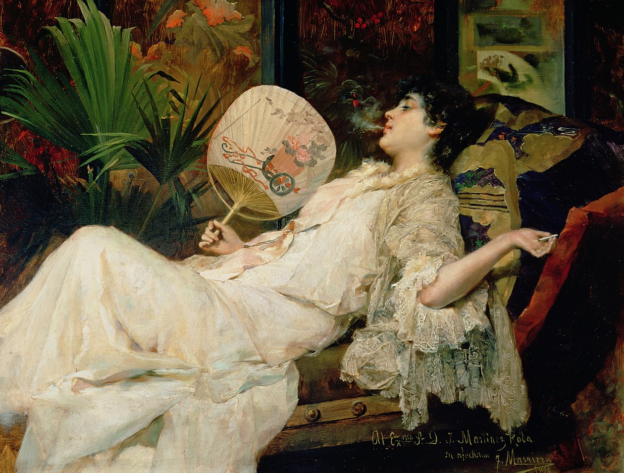 Jovem mulher fumando, 1894 de Francisco Masriera y Manovens