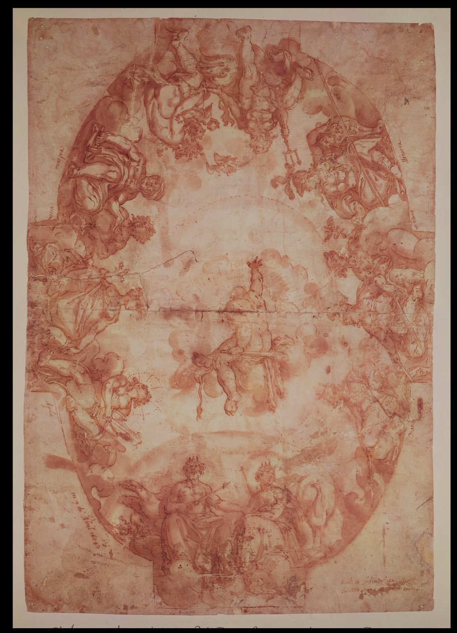 Estudo para o teto da Casa de Pilatos, Sevilha, 1604 (caneta e tinta sobre papel) de Francisco Pacheco