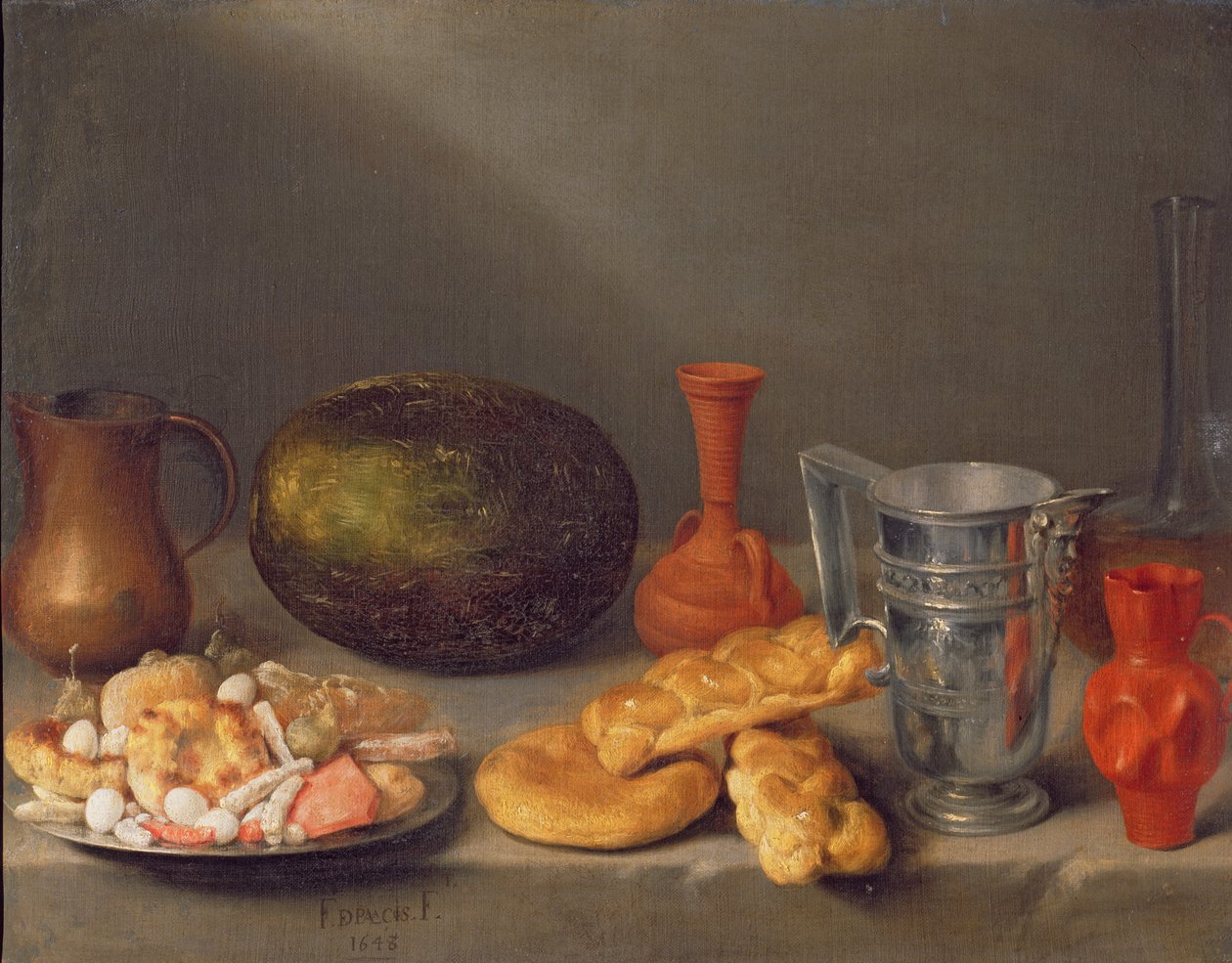 Ainda vida com pão, 1648 de Francisco Palacios