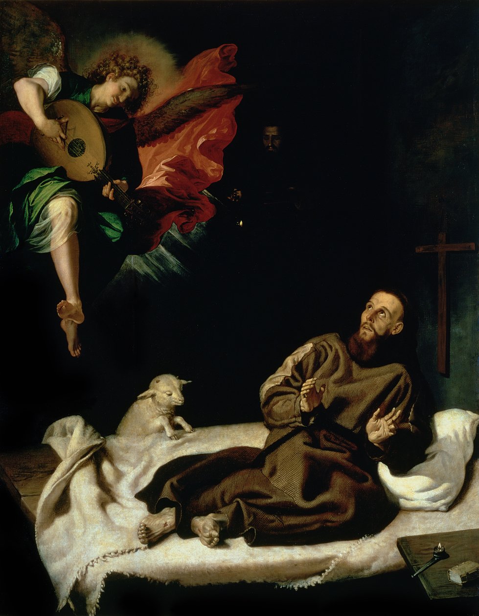 São Francisco confortado por um músico anjo de Francisco Ribalta