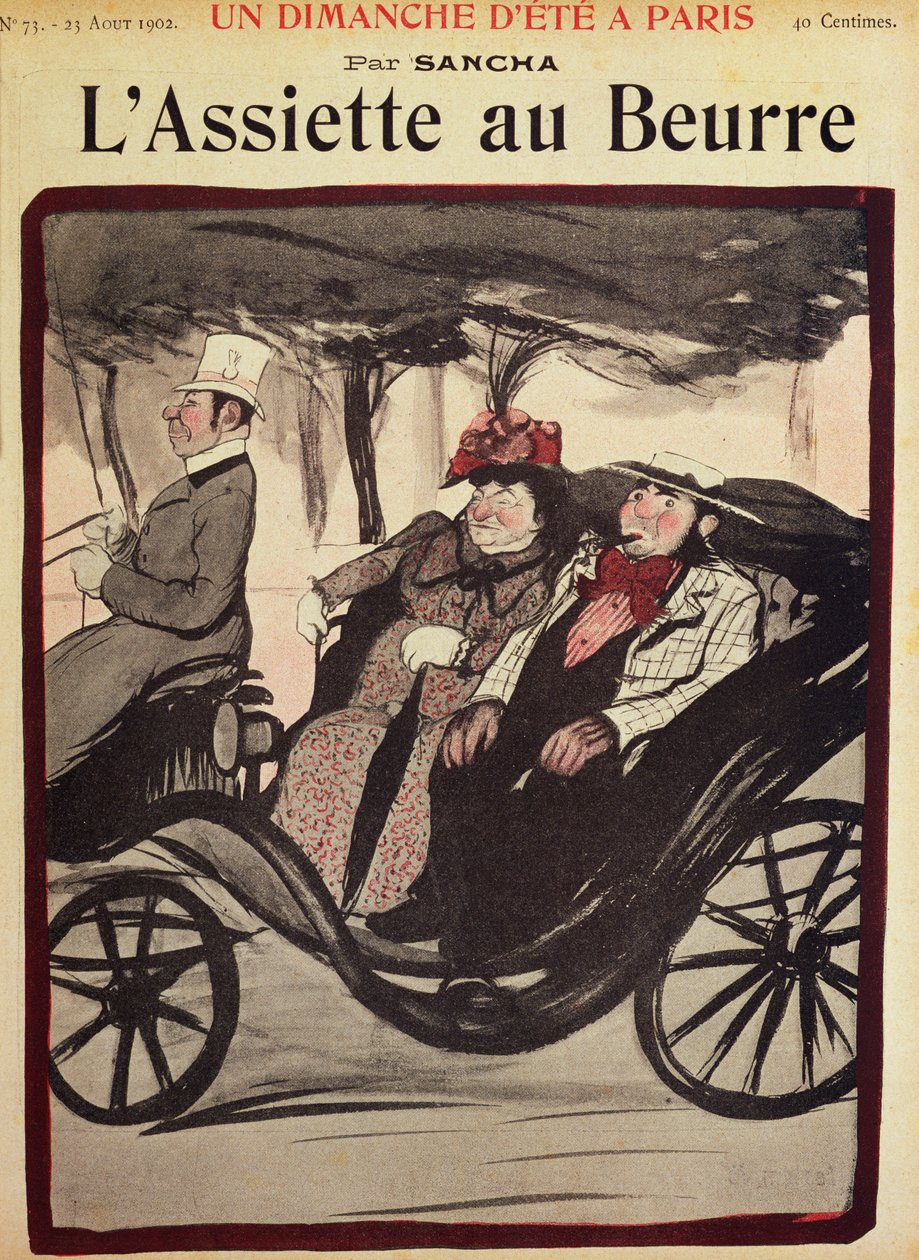 Um passeio de domingo de manhã em Paris, ilustração de &39;L&39;Assiette au Beurre&39;, 23 de agosto de 1902 de Francisco Sancha y Lengo