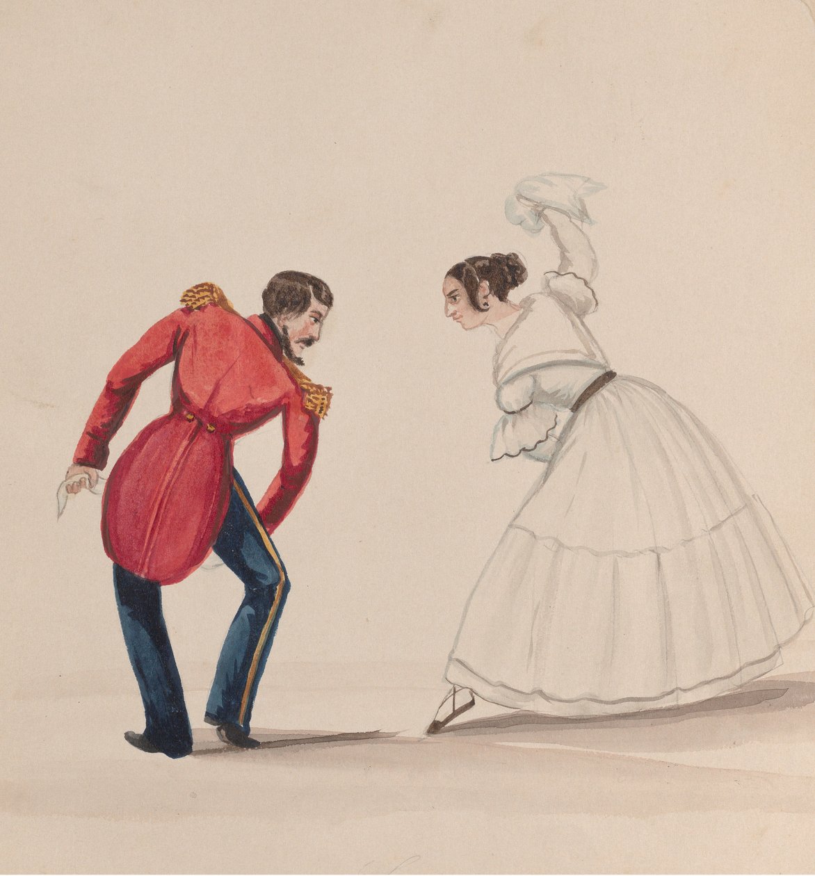 Um homem e uma mulher peruanos dançando a Zamacueca, a partir de um grupo de desenhos representando..., ca. 1848. de Francisco