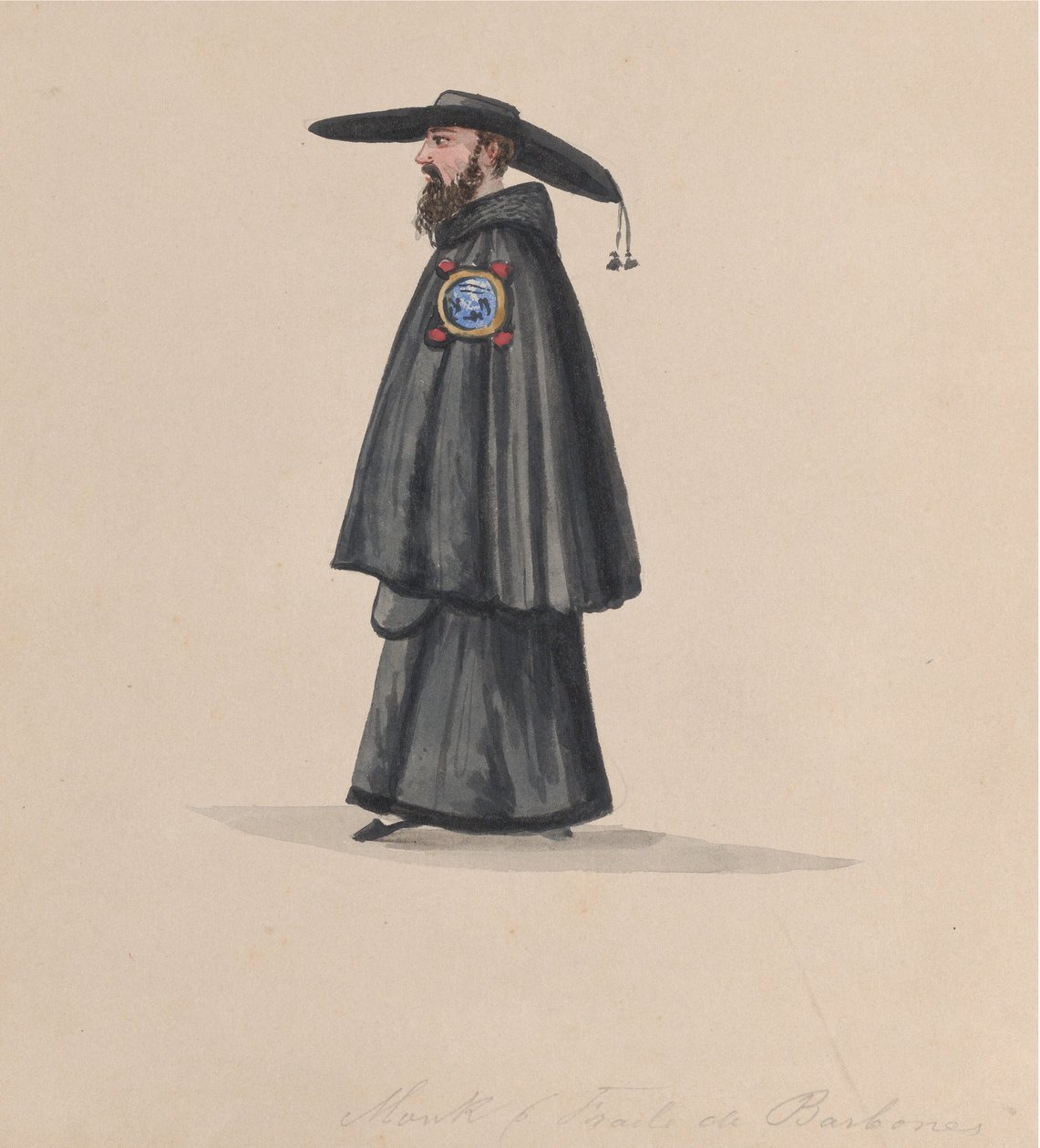 Um monge da ordem de Barbones, de um grupo de desenhos representando o traje peruano, 1848. de Francisco