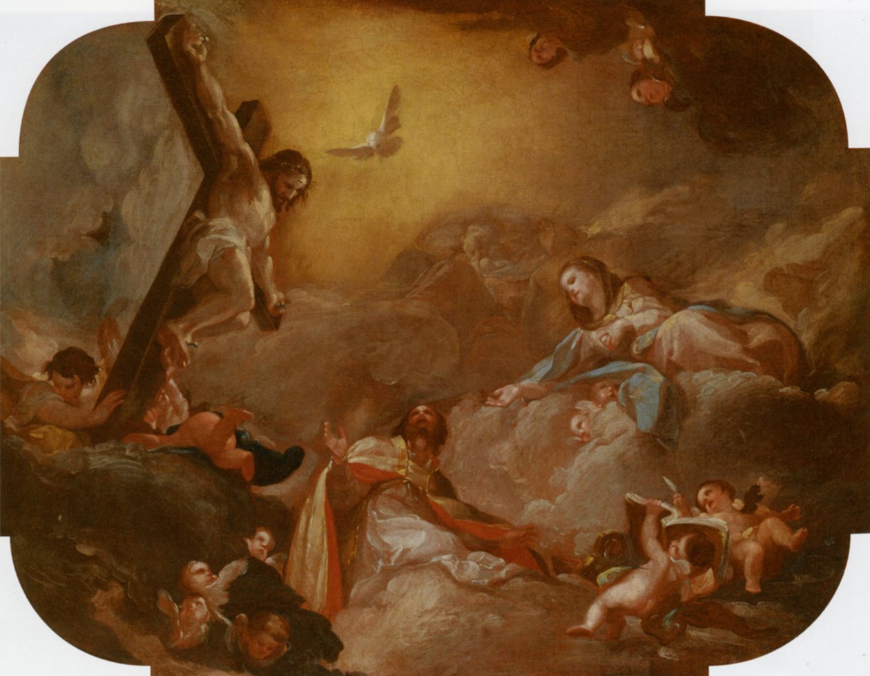 Santo Agostinho e a Virgem adorando Cristo Crucificado de Francisco Bayeu y Subias