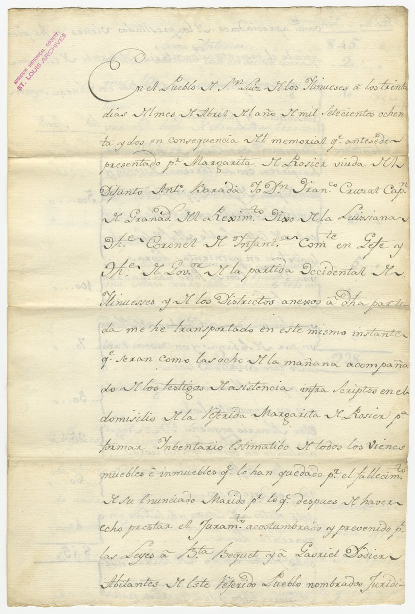 Inventário de Antoine Barada assinou Fran. Cruzat, Josef Bexmes, Dodier, Becquet, e outros, abril de 1782 de Francisco Cruzat