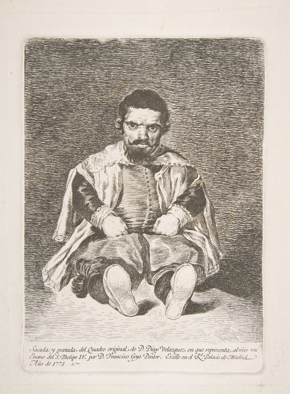 Um anão, um anão conhecido como El Primo após Diego Velázquez, 1778. de Francisco de Goya