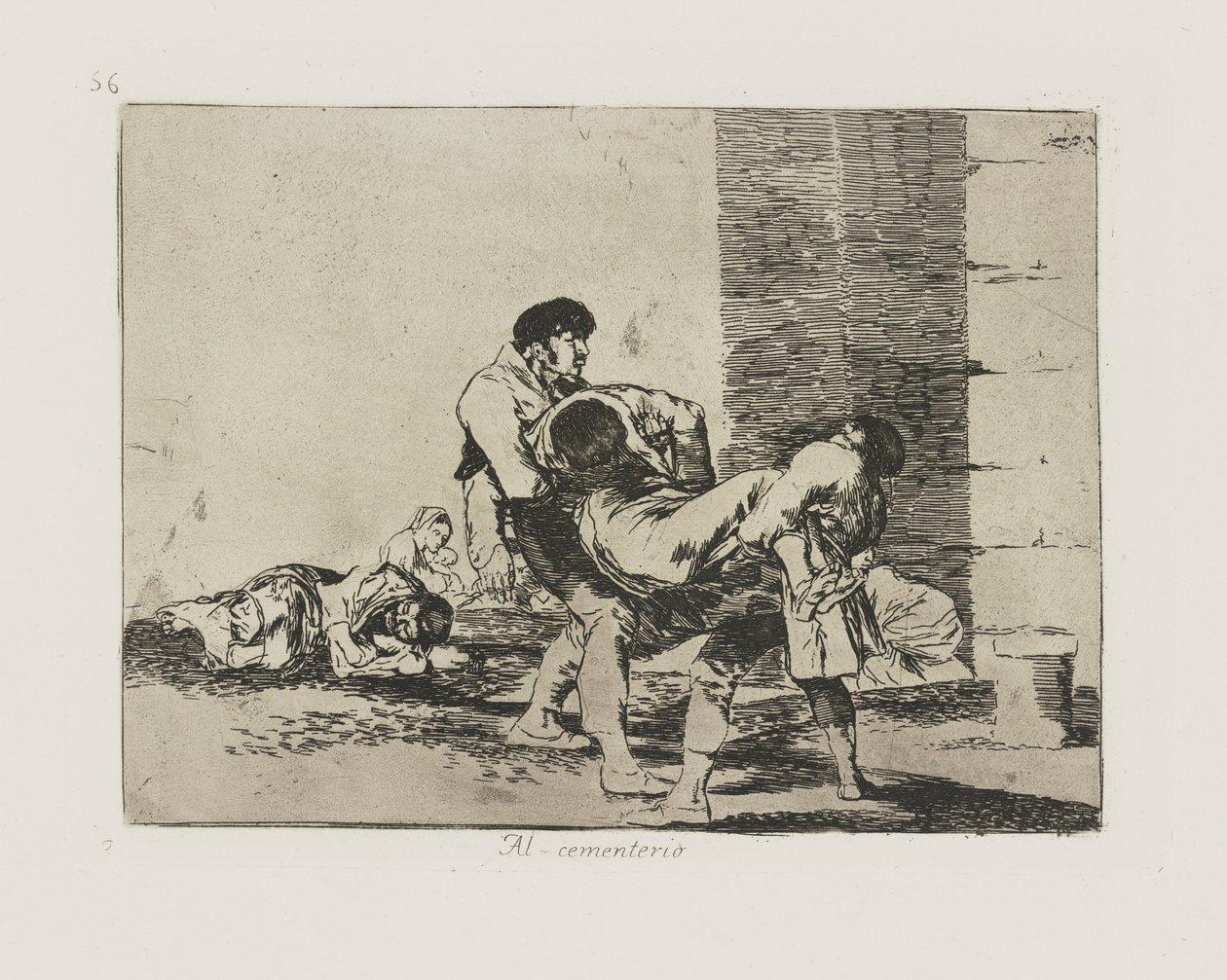 Al cementerio. (Para o Cemitério.), pl. 56 da série Los desastres de la guerra (Os Desastres da Guerra) de Francisco de Goya