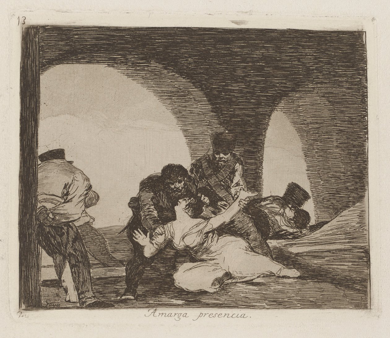 Amarga presencia (Amarga para Estar Presente), pl. 13 da série Los desastres de la guerra (Os Desastres da Guerra) de Francisco de Goya