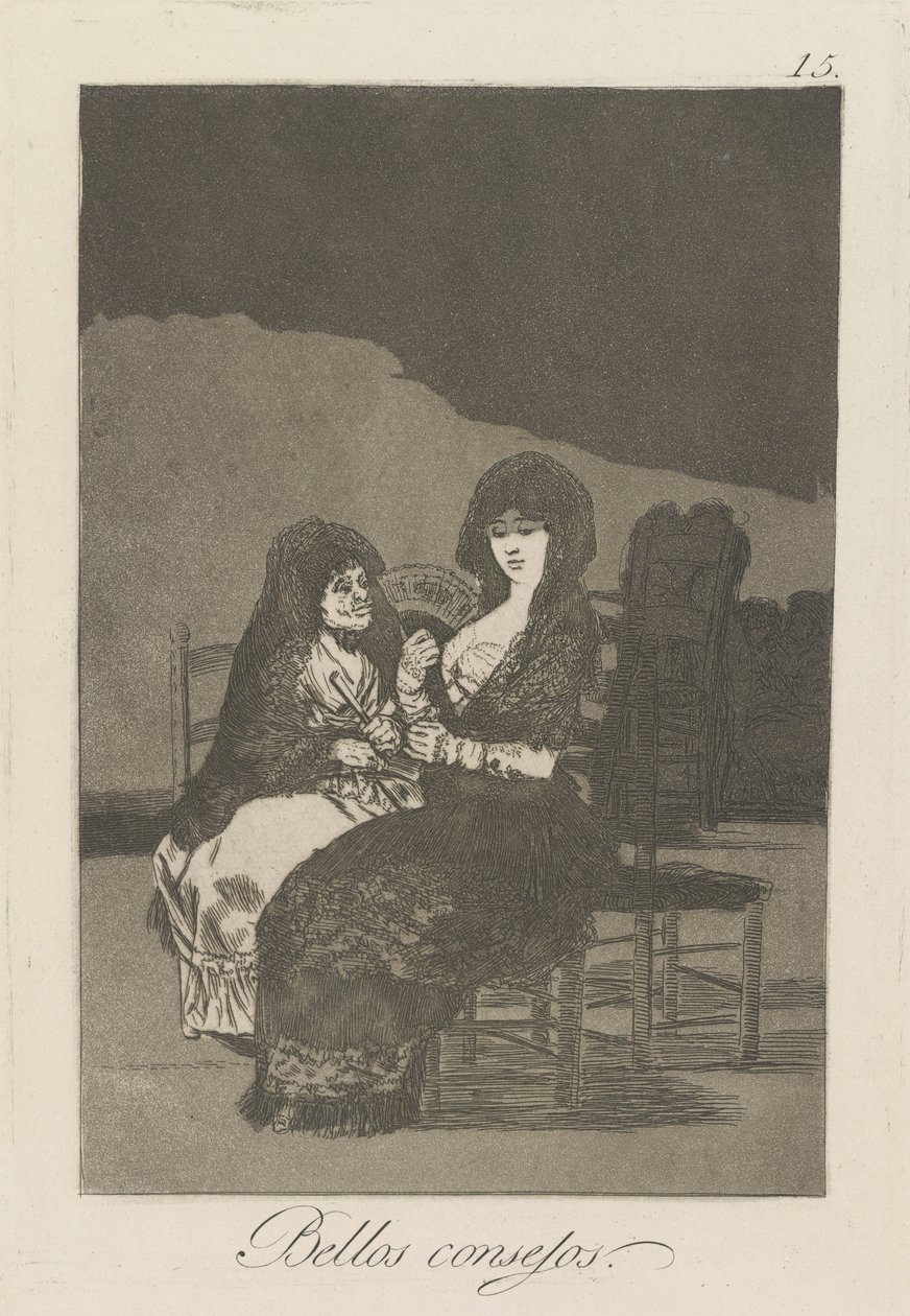 Bellos consejos. (Pretty Teachings.), pl. 15 da série Los caprichos de Francisco de Goya