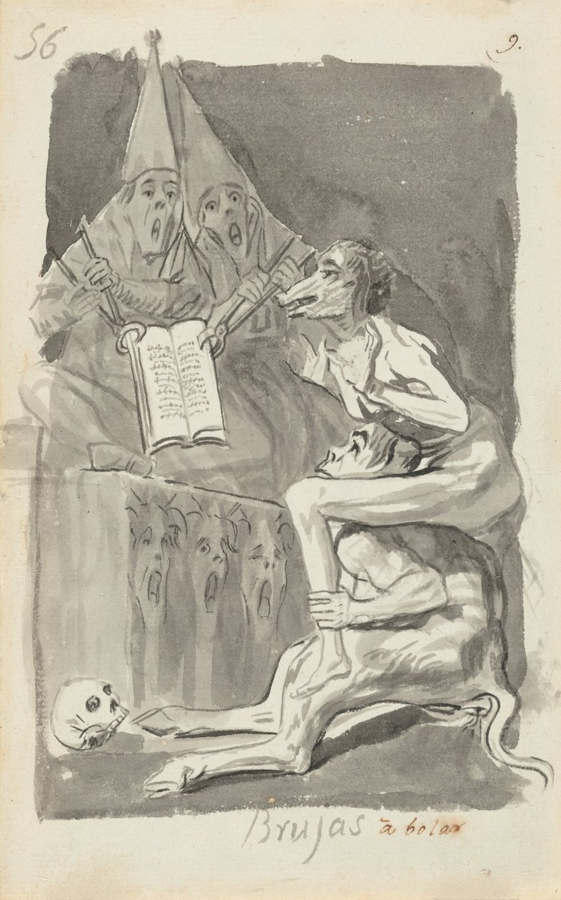 Brujas à volar (Bruxas se preparando para voar) [verso] de Francisco de Goya