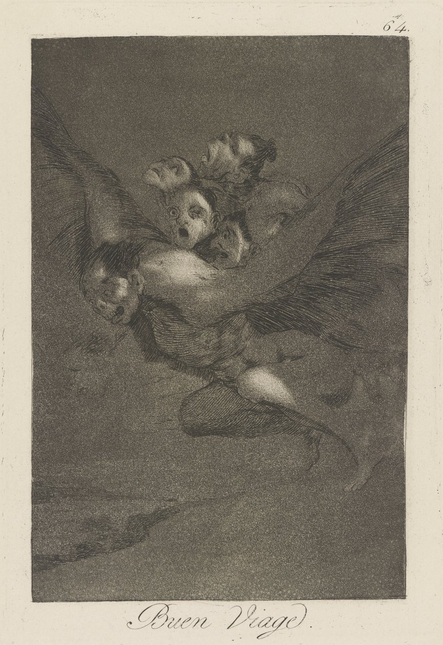 Buen viage. (Bon Voyage.), pl. 64 da série Los caprichos de Francisco de Goya