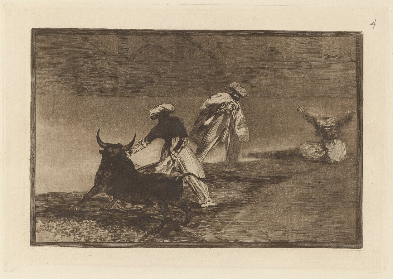 Capean otro encerrado (Tocam Outro com o Cabo no Recinto), Prato 4 de La tauromaquia de Francisco de Goya