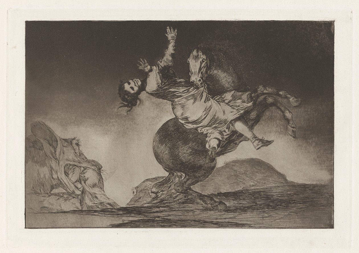 El Caballo Raptor (The Horse-Abductor), também conhecido como La mujer y el potro, que los dome otro (A Woman and a Horse, Let Someone Else Master Them), da série Los absurdities (Los proverbios) de Francisco de Goya