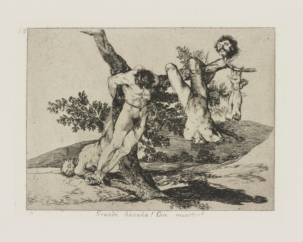 Grande feito?a! Com mortos! (Um feito heróico! Com homens mortos!), pl. 39 da série Os Desastres da Guerra de Francisco de Goya