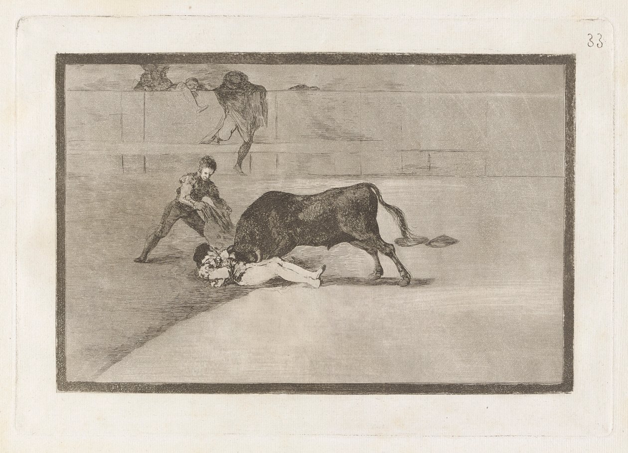 A azarada morte de Pepe Illo no Anel de Madri (A azarada morte de Pepe Illo no Anel de Madri), Placa 33 de La tauromaquia de Francisco de Goya