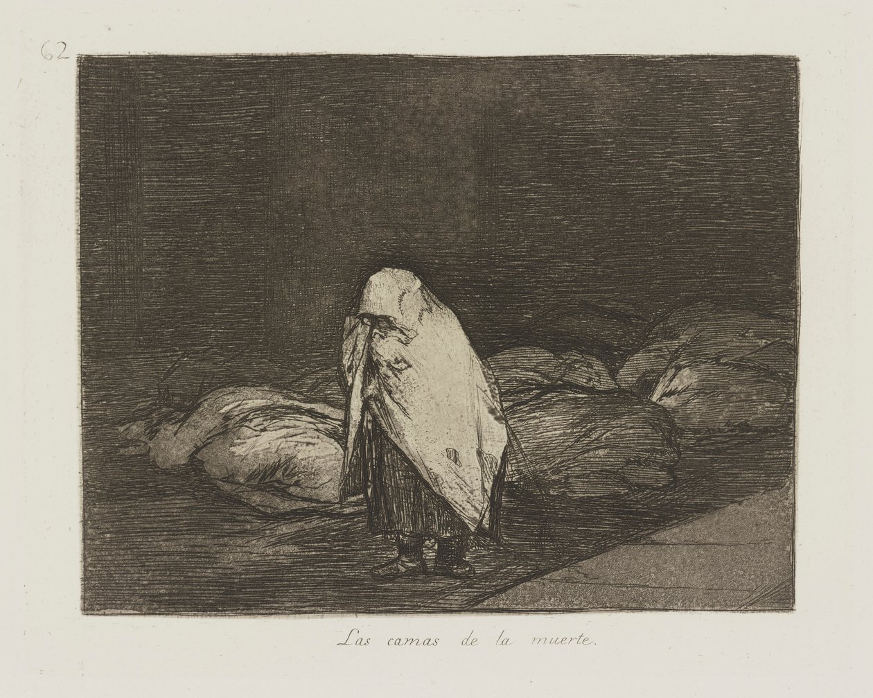 Las camas de la muerte. (As Camas da Morte.), pl. 62 da série Los desastres de la guerra (Os Desastres da Guerra) de Francisco de Goya