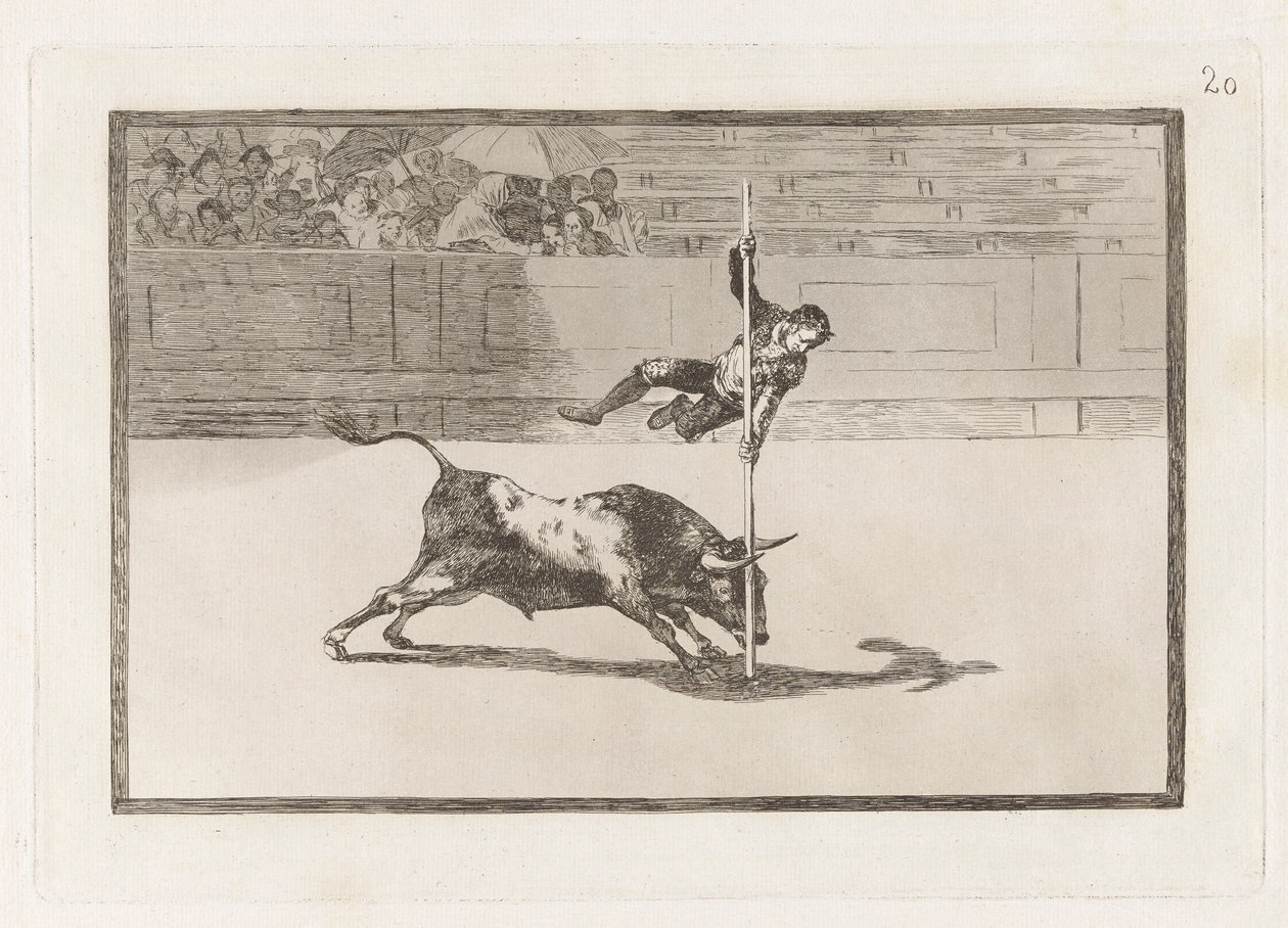 Leveza e Audácia de Juanito Apinani no [Anel] em Madrid, Placa 20 de La Tauromaquia de Francisco de Goya