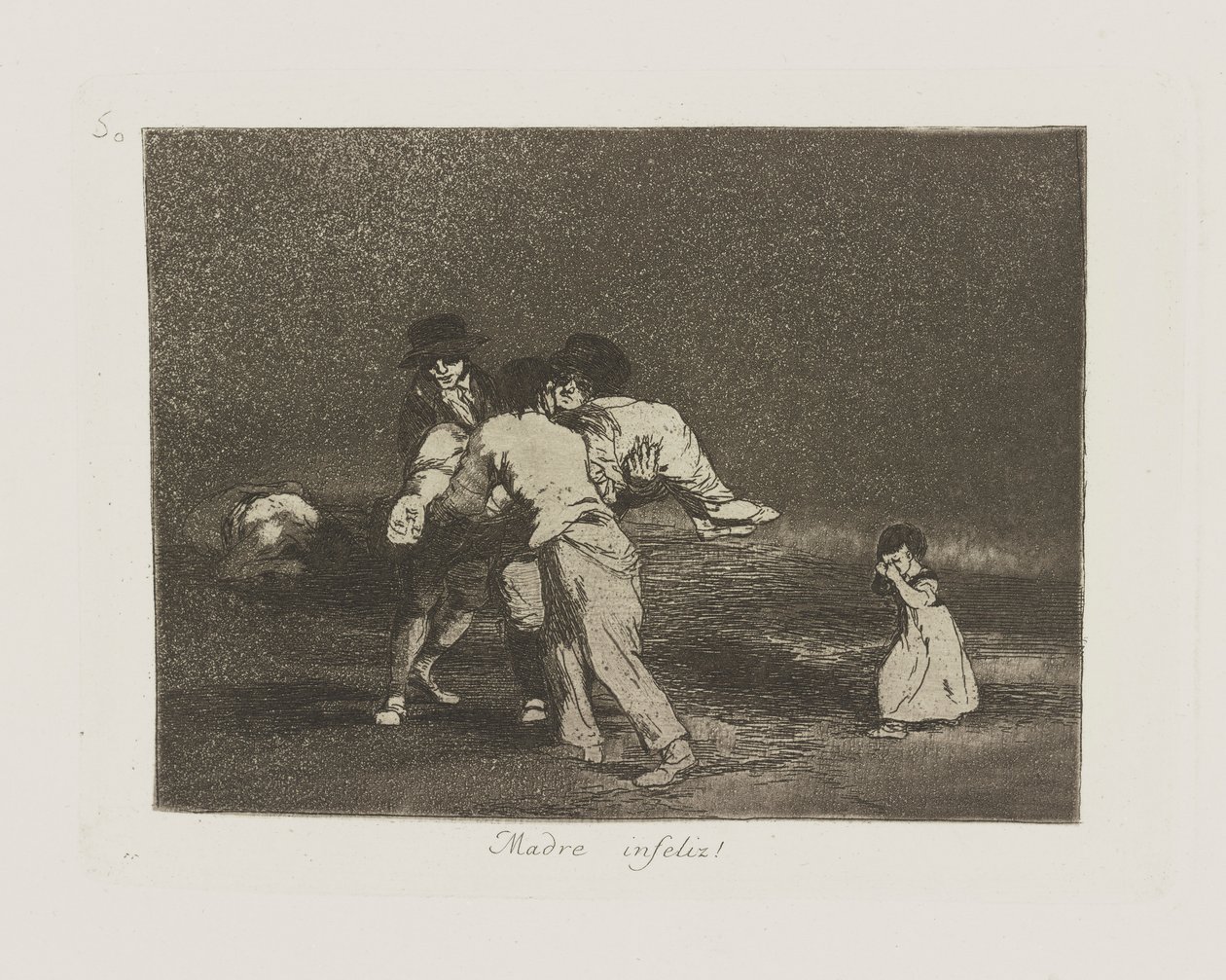 Madre infeliz! (Unhappy Mother!), pl. 50 da série Los desastres de la guerra (Os Desastres da Guerra) de Francisco de Goya