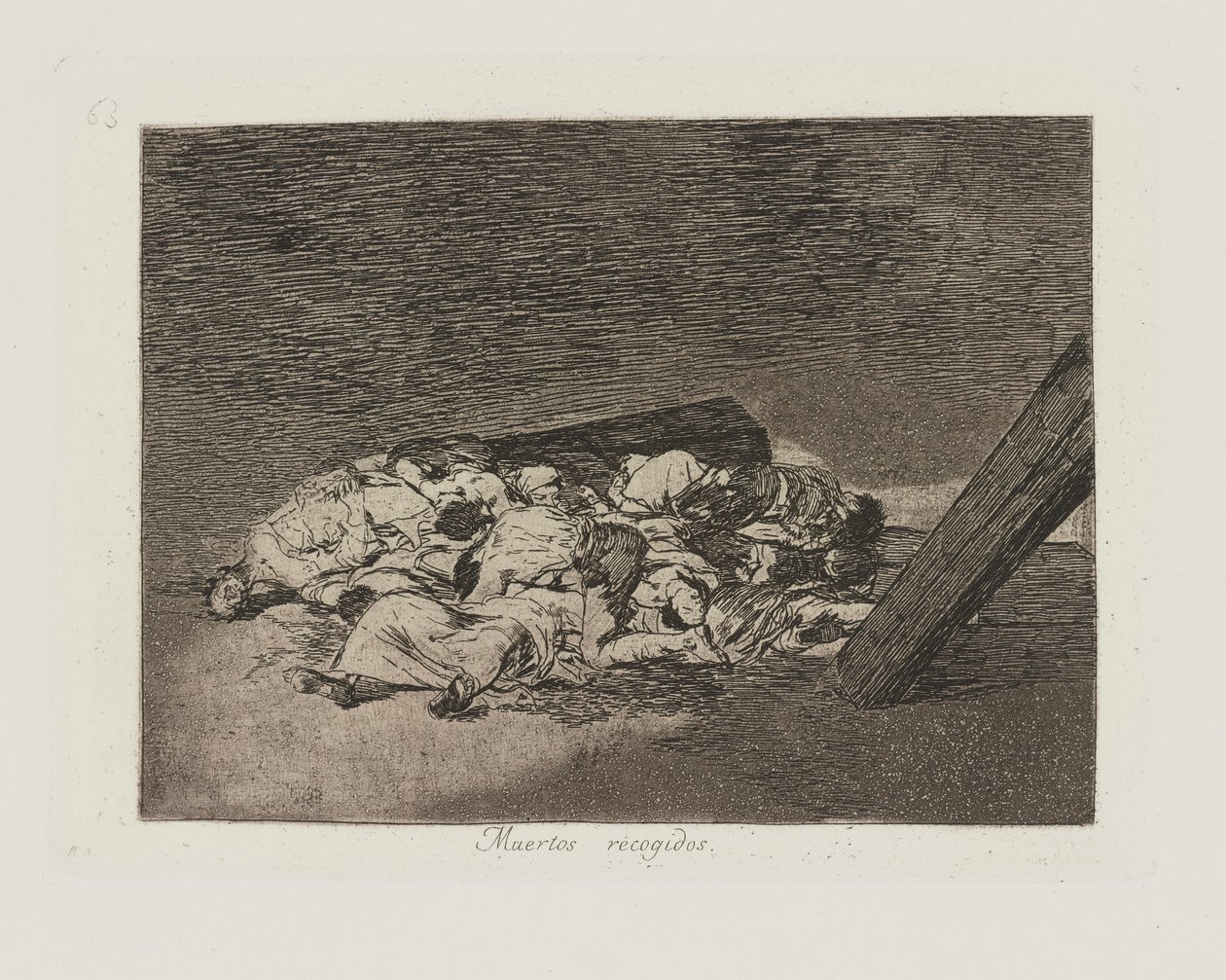 Muertos recogidos. (Colheita dos Mortos.), pl. 63 da série Los desastres de la guerra (Os Desastres da Guerra) de Francisco de Goya