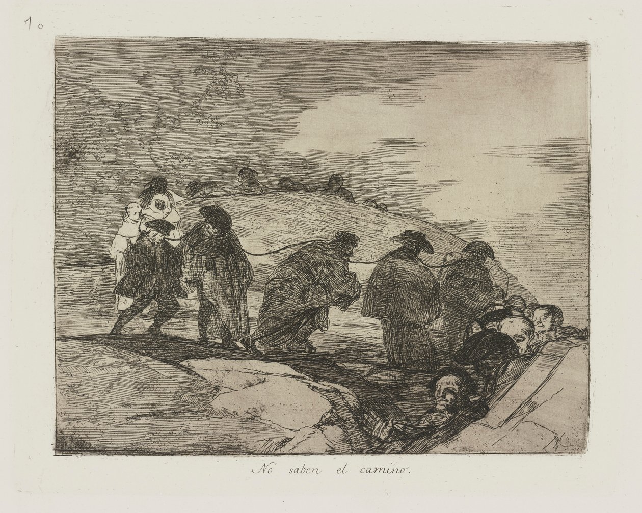 Não sabe o caminho. (Eles Não Conhecem o Caminho.), pl. 70 da série Los desastres de la guerra (Os Desastres da Guerra) de Francisco de Goya