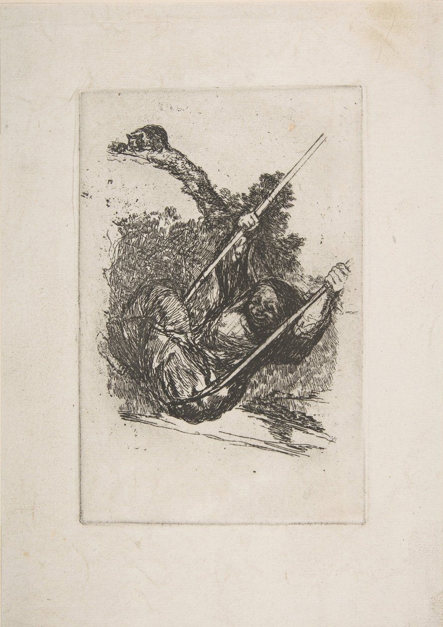 Mulher velha em um balanço Mulher velha swinging.nd de Francisco de Goya
