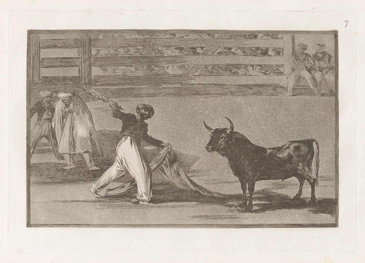 Origem dos arpões? banderillas (Origem dos Arpões ou Banderillas), Placa 7 de La tauromaquia de Francisco de Goya