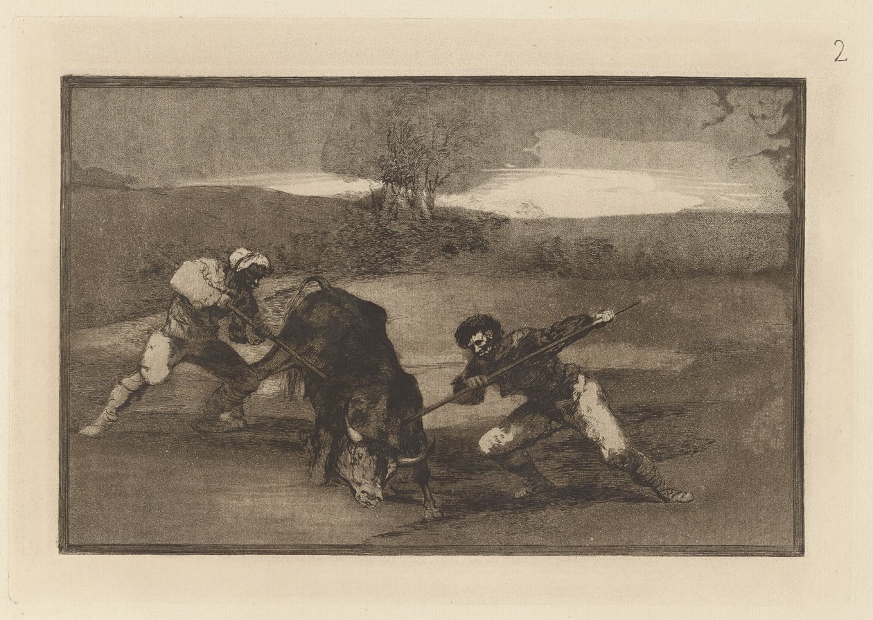 Outra maneira de caçar? pé (Outro modo de caçar a pé), Placa 2 de La tauromaquia de Francisco de Goya