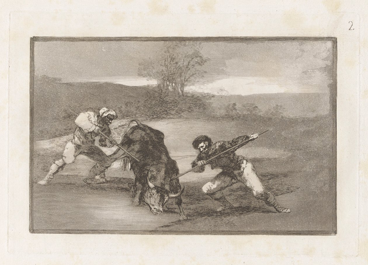 Outra maneira de caçar? pé (Outro modo de caçar a pé), Placa 2 de La tauromaquia de Francisco de Goya