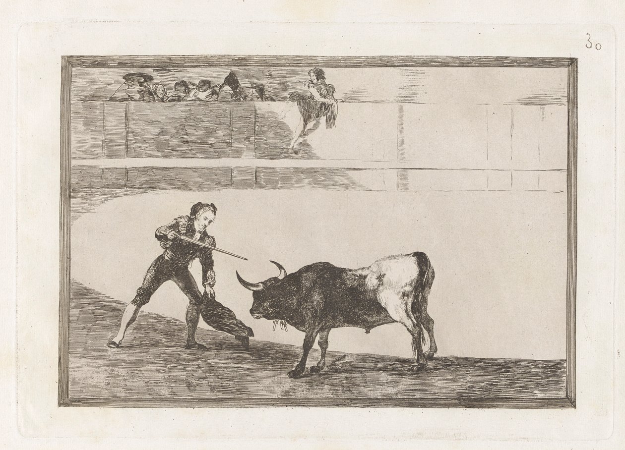 Pedro Romero matando? touro em pé (Pedro Romero Matando o Touro Parado), Placa 30 de La tauromaquia de Francisco de Goya