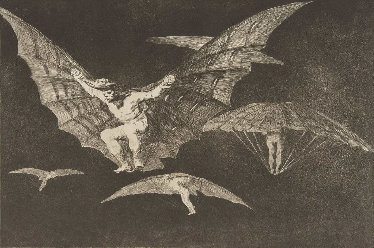 Ilustração 13 dos Disparates: A Way of Flying, ca. 1816-23 publicado em 1864. de Francisco de Goya