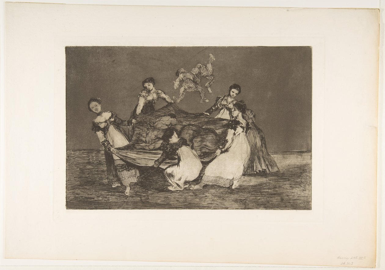 Ilustração 1 dos Disparates: Feminly folly., Ca. 1816-23 publicado em 1864. de Francisco de Goya