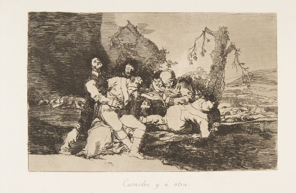 Ilustração 20 dos Desastres de Guerra Los Desastres de la Guerra: Get t ..., 1810 publicado 1863. de Francisco de Goya