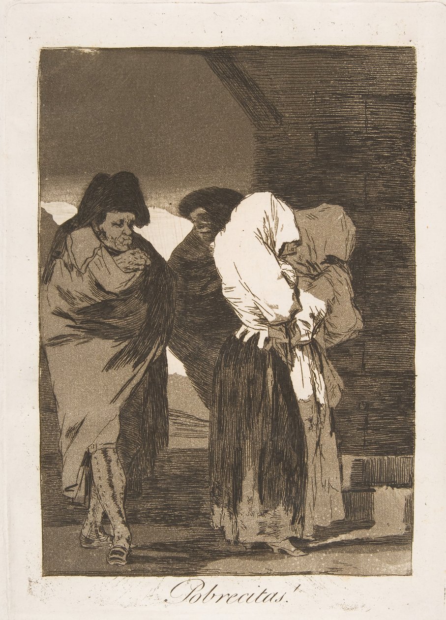 Ilustração 22 de Los Caprichos: Pobres meninas! Pobrecitas !, 1799. de Francisco de Goya
