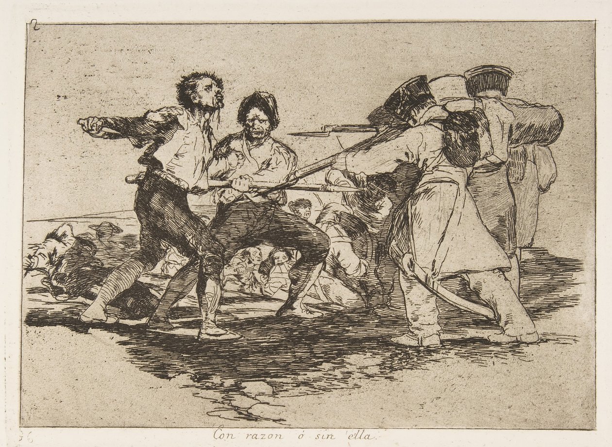 Placa 2 dos Desastres de Guerra Los Desastres de la Guerra: Rightl ..., 1810, publicada em 1863. de Francisco de Goya