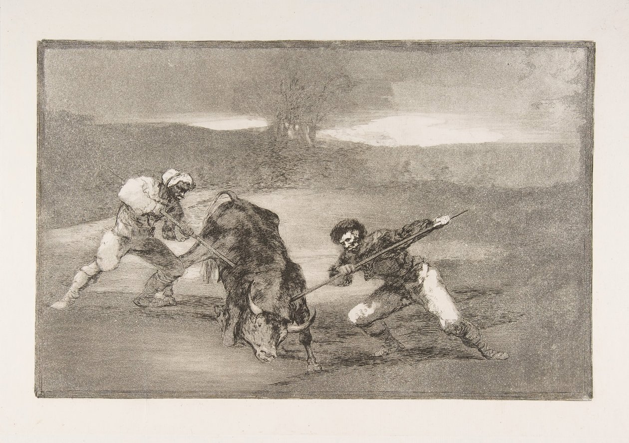 Ilustração 2 da Tauromaquia: Outra maneira de caçar a pé, 1816. de Francisco de Goya