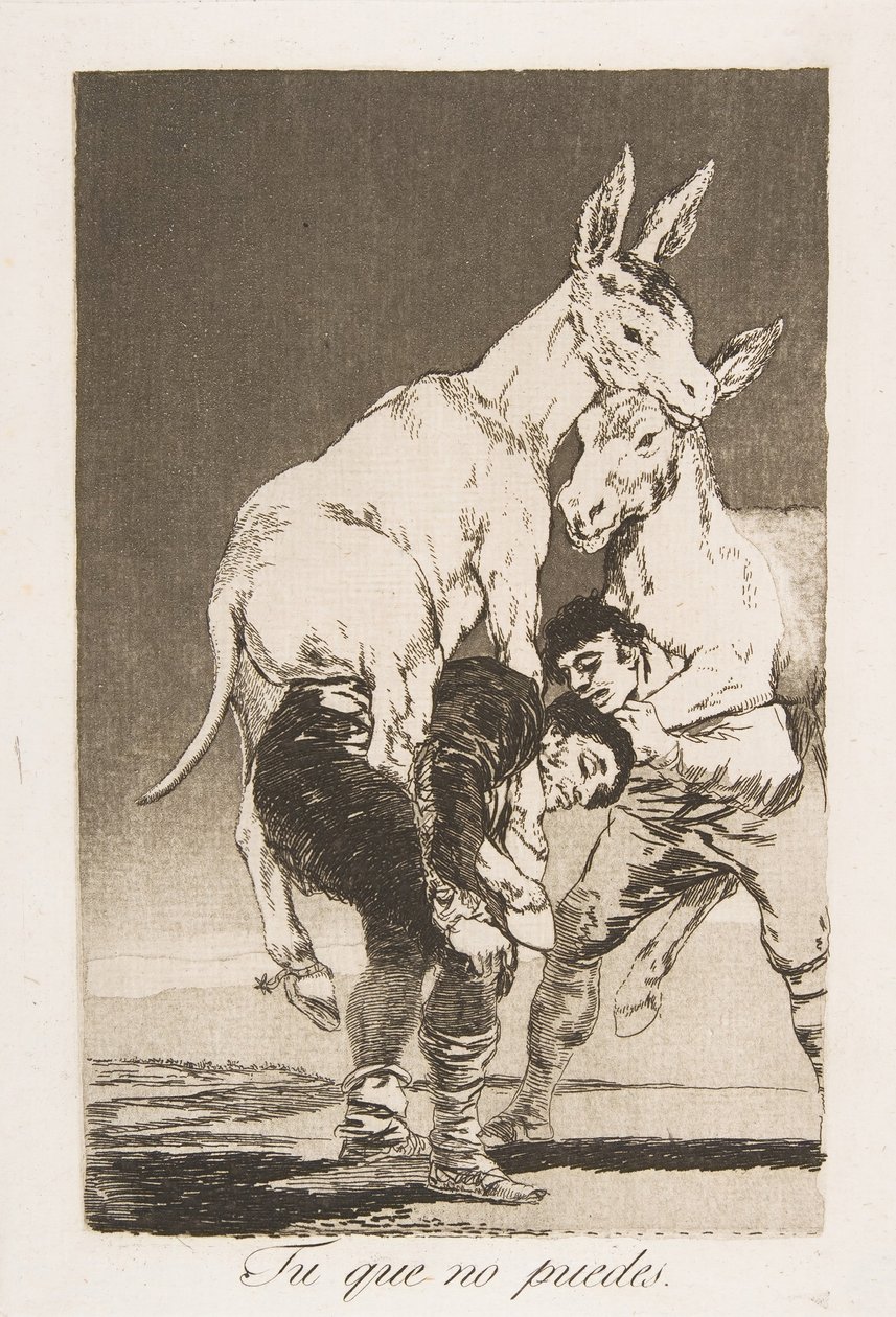 Ilustração 42 de Los Caprichos: Tu que não podes Tu que não podes., 1799. de Francisco de Goya