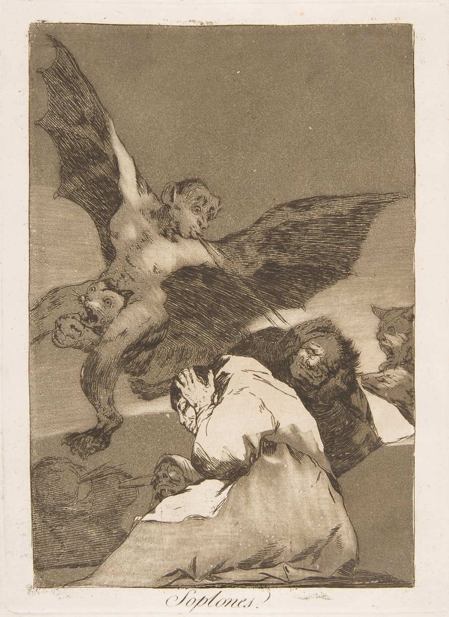 Placa 48 de Los Caprichos: Conto-Portadores-Explosões de Wind Soplones., 1799. de Francisco de Goya