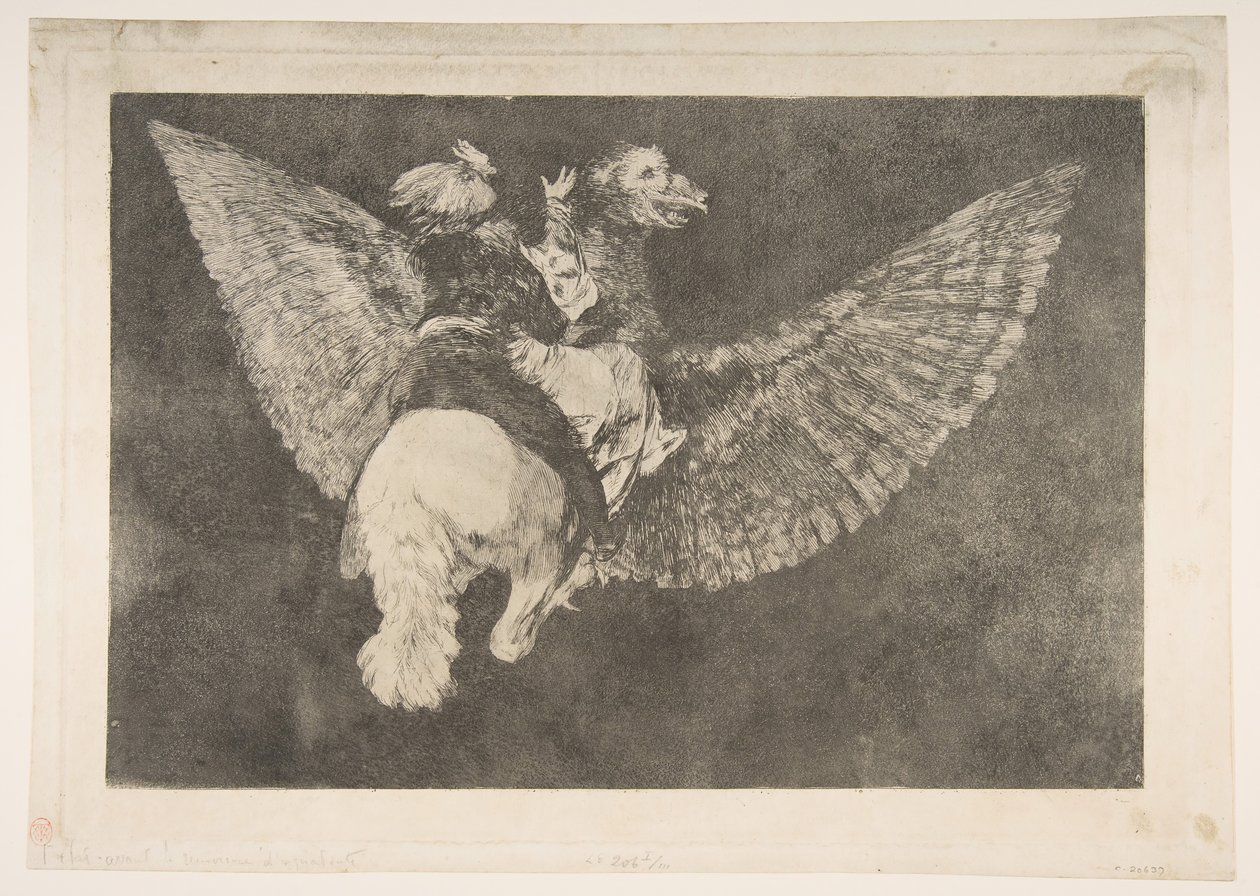 Ilustração 5 dos Disparates: Flying Folly, ca. 1816-23 impressão privada ca.1854. de Francisco de Goya