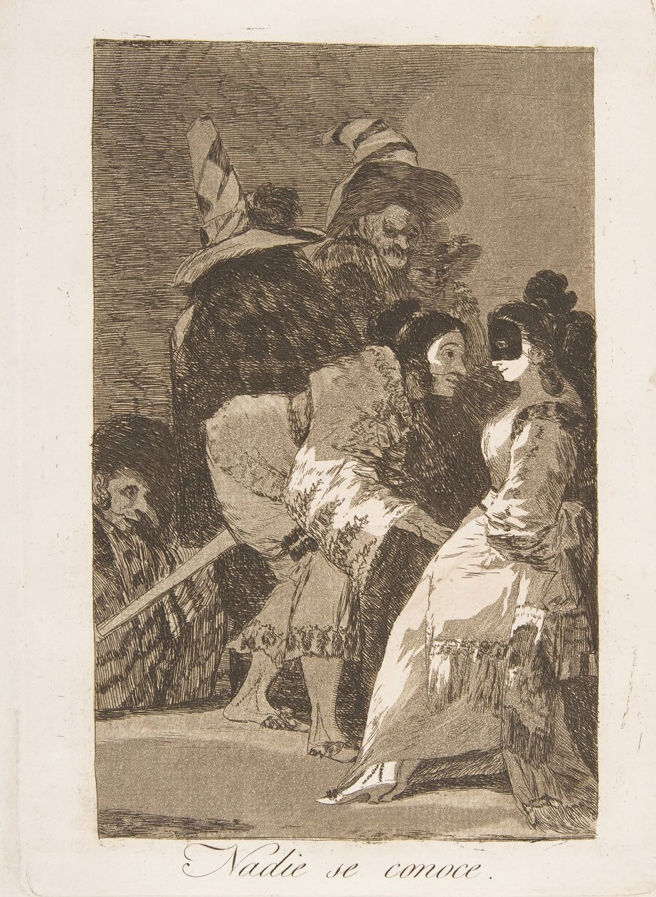 Ilustração 6 de Los Caprichos: Ninguém se conhece Nadie se conoce., 1799. de Francisco de Goya