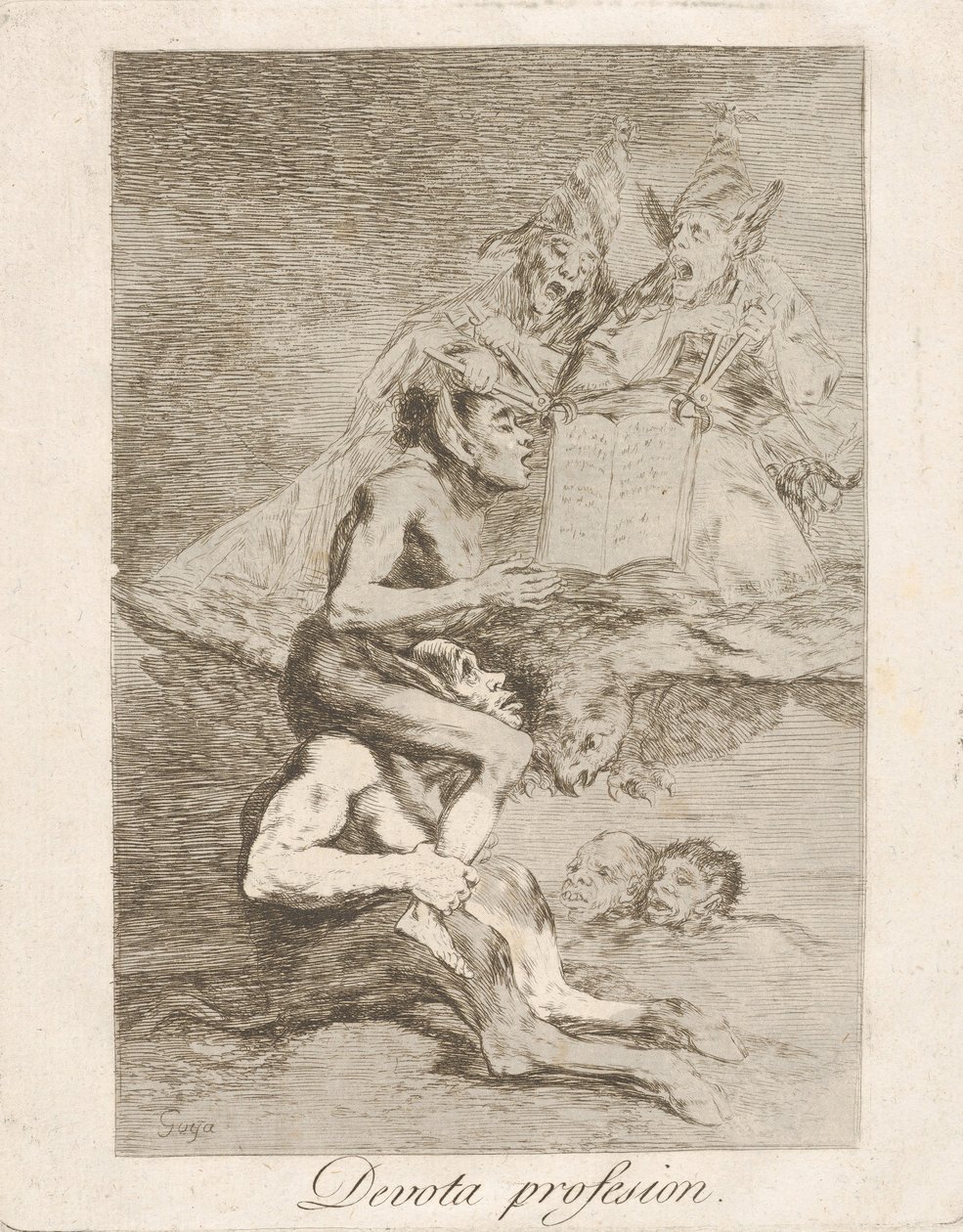 Ilustração 70 de Los Caprichos: Profissão devota Profissão Devota., 1799. de Francisco de Goya