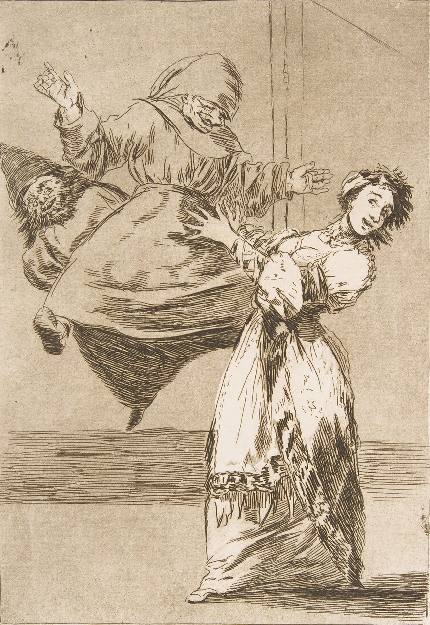 Ilustração 74 de Los Caprichos: Não grite, estúpido Sem graça, tonta, 1799. de Francisco de Goya