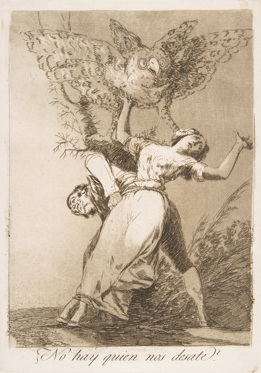 Ilustração 75 de Los Caprichos: Não há ninguém para nos desamarrar Não há ninguém para nos desatar, 1799. de Francisco de Goya