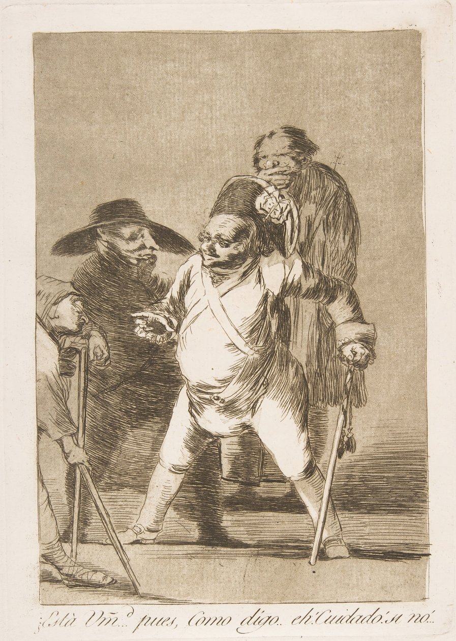 Ilustração 76 de Los Caprichos: Você entende ... bem, como eu digo ... eh! Tenha cuidado! caso contrário ..., 1799. de Francisco de Goya