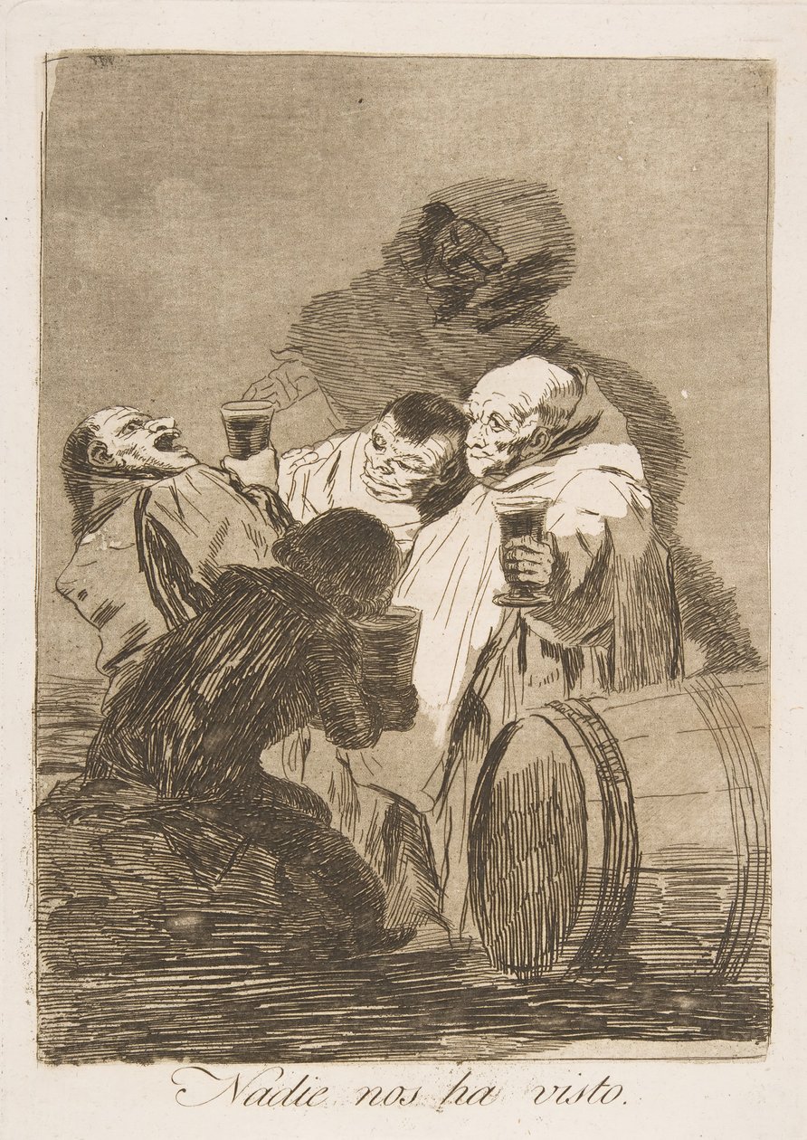 Ilustração 79 de Los Caprichos: Ninguém nos viu. Ninguém nos viu., 1799. de Francisco de Goya