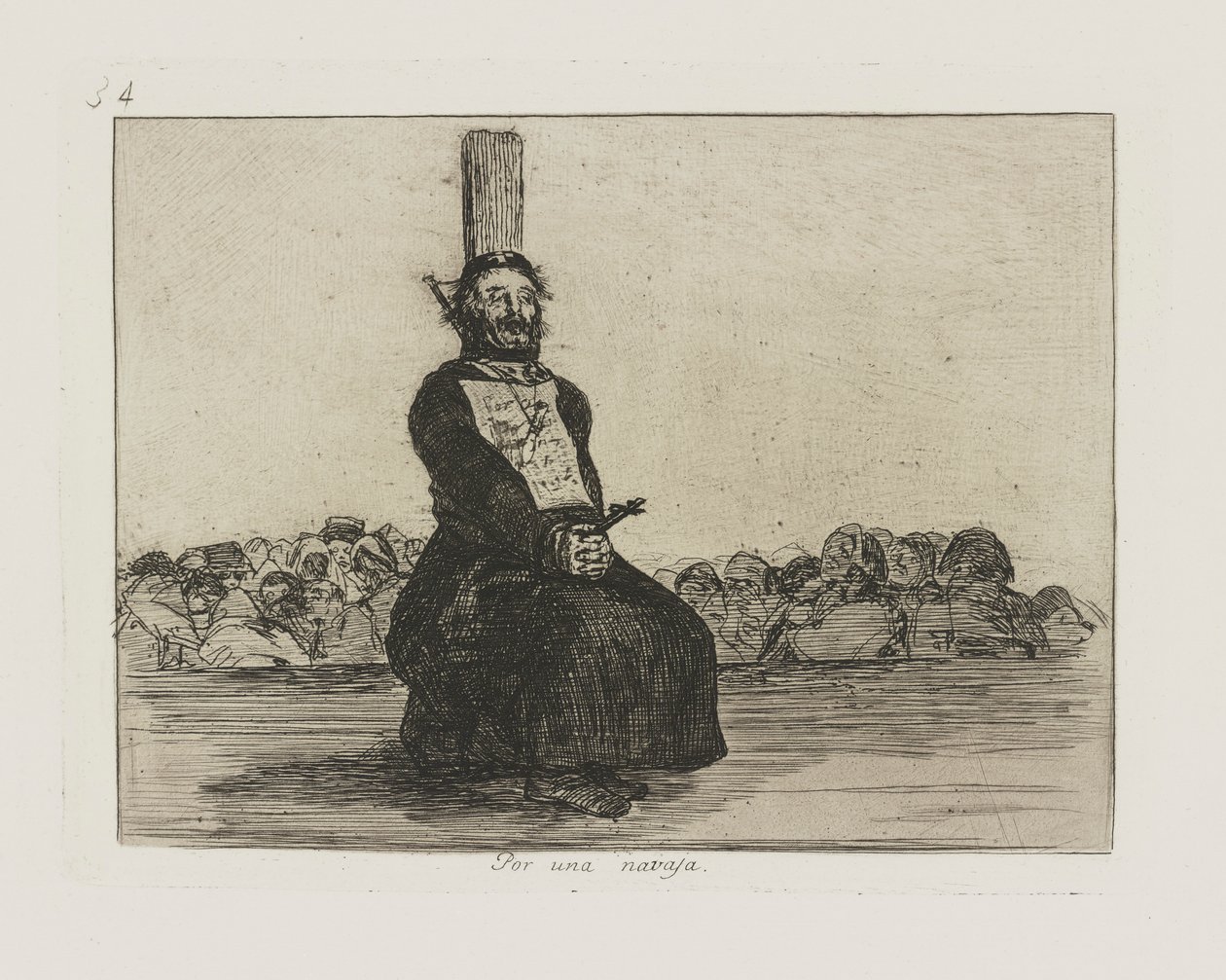 Por una navaja. (Por causa de uma faca.), pl. 34 da série Los desastres de la guerra (The Disasters of War) de Francisco de Goya